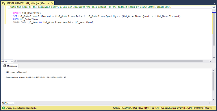 SQL Server UPDATE JOIN